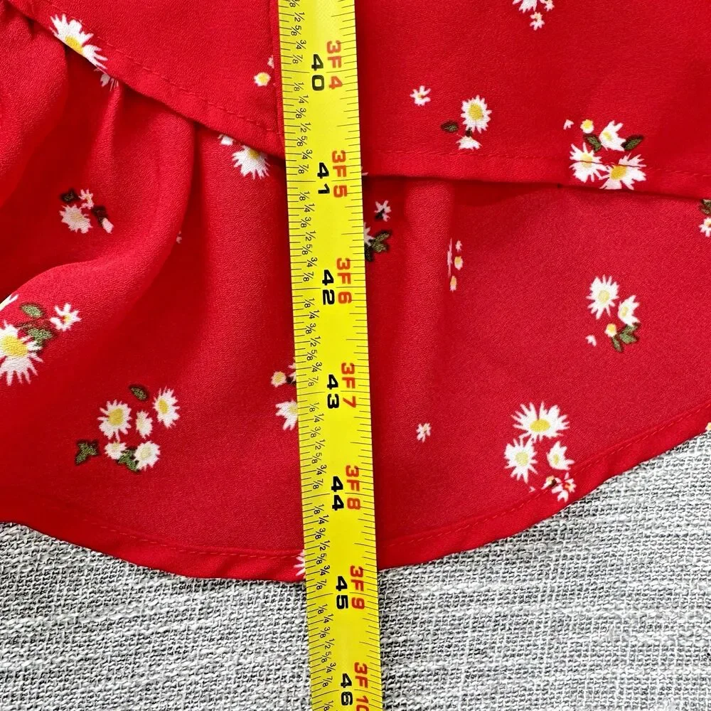 Franki by Francesca’s Perdita Tween Dress Red Daisy Smocked High Low Size YTH 12